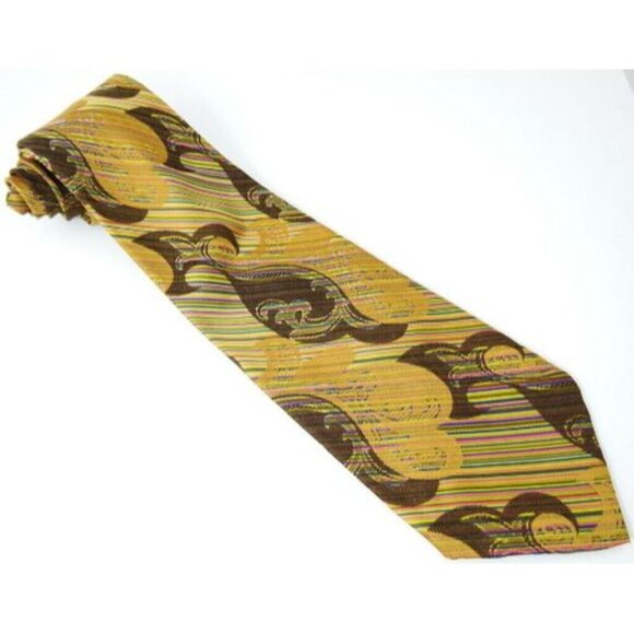 Vintage Tie Striped Necktie Boho Hippie Vintage 1970s Bold Statement Dopamine - Picture 2 of 4
